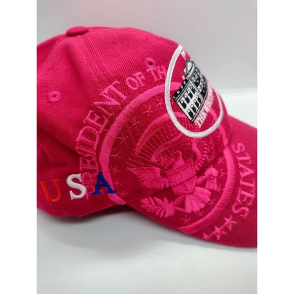 The White House Embroidered Baseball Cap Hat Washington DC USA Flag Pink Acrylic - Picture 2 of 7